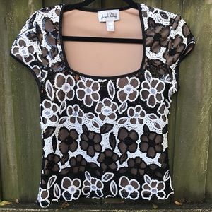Joseph Ribkoff | Black and White Sequin Top